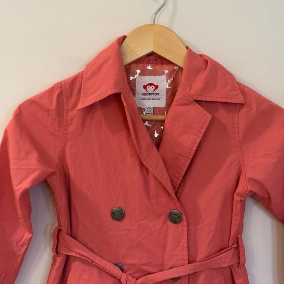 Appaman Pink Trench Coat sz 7 Girls Double Breasted Belted Coat - Picture 2 of 7